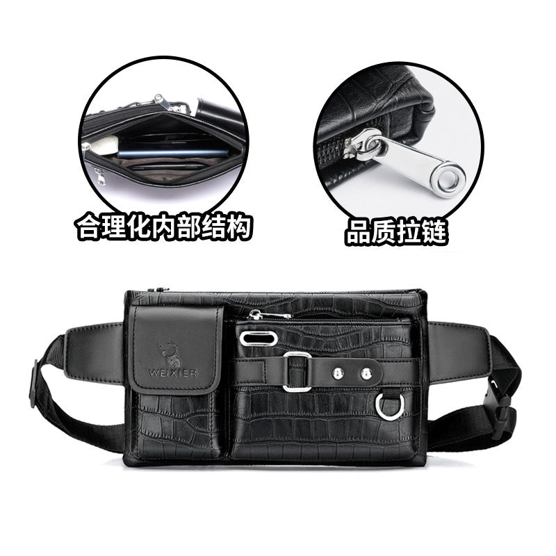 Men's Fashion Retro Mobile Phone Waist Bag Outdoor Men's Messenger Chest Bag Waterproof Texture Cashier Waist Bag Commuting