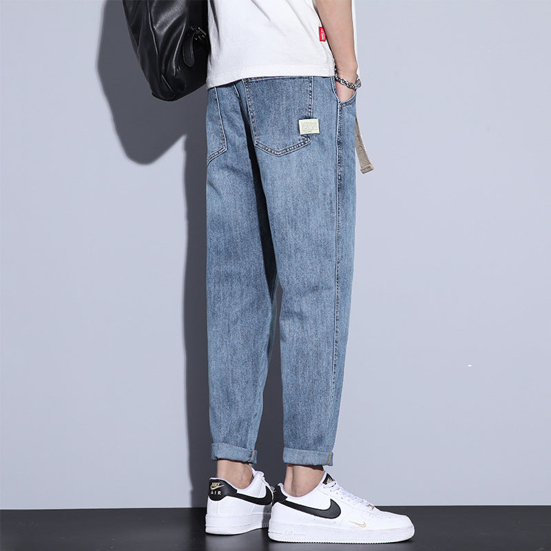 2023 New Jeans Men's Men's Clothes Loose Straight Tide Brand Spring and Summer Casual Summer Thin Section ကိုးမှတ် ဘောင်းဘီရှည်