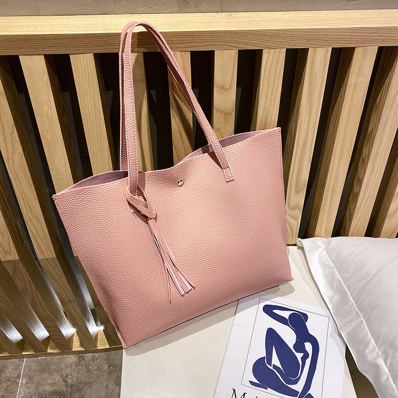 2023 Spring and Summer New Large Capacity Simple Tote Bag Large Bag Women's Fresh Fashion Shoulder Bag Shopping Bag Commuter Bag 