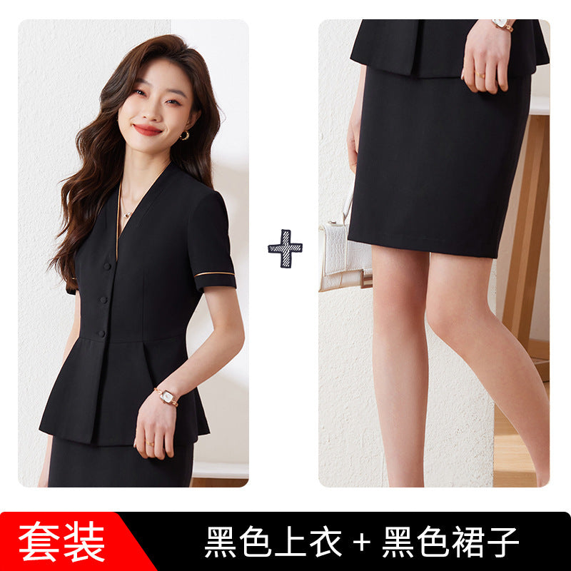 2023 Professional Wear Suit အမျိုးသမီး နွေရာသီ Temperament Goddess Fan သည် အလုပ်သွားမည့် မန်နေဂျာ Beauty Suit Skirt Overalls