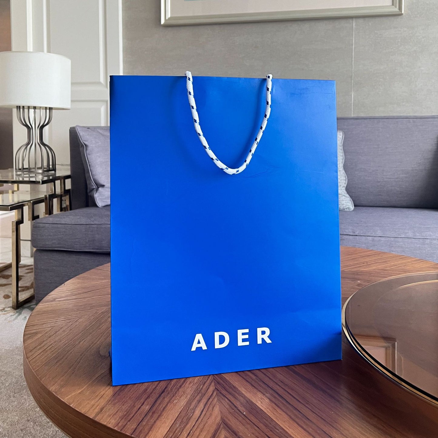 ADER 大号蓝色印花手提礼品纸袋（单拍不发）