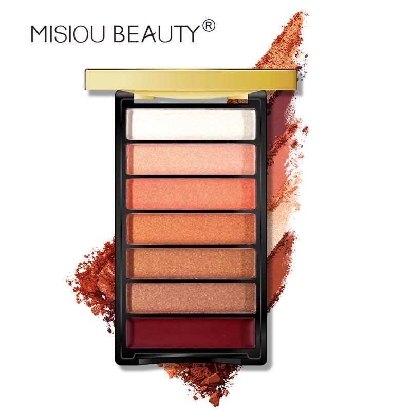 Misiou beauty eyeshadow lipstick cream makeup palette multi-color matte pearlescent all-match seven colors 