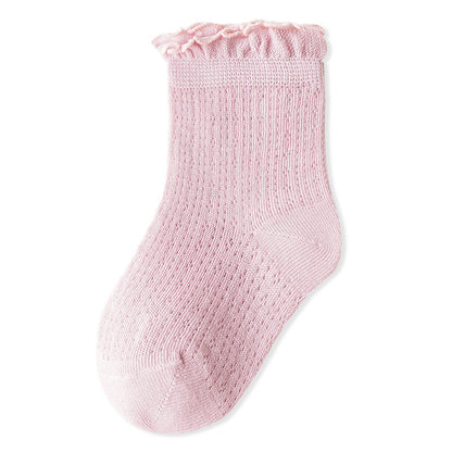 Baby socks summer thin mesh cotton socks breathable spring and autumn newborn baby loose socks a type middle tube cotton socks 