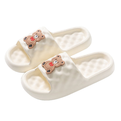 EVA soft bottom home slippers female summer wear cute bear home cool home indoor bathroom bath sandals non-slip 