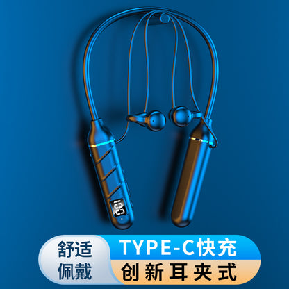 New ear clip type hanging neck bluetooth headset digital display not in ear wireless bluetooth sports clip ear earphone super long battery life 