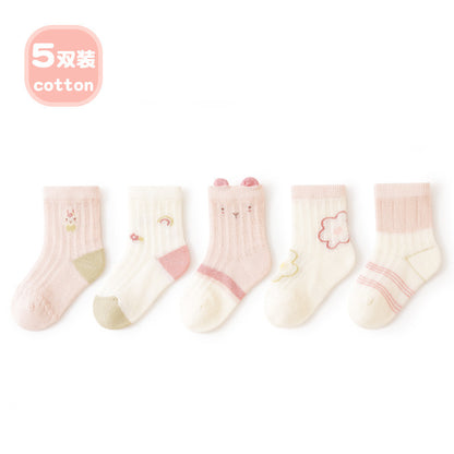 Children's socks summer baby summer mesh socks summer baby socks cartoon middle tube thin socks cotton socks boys 