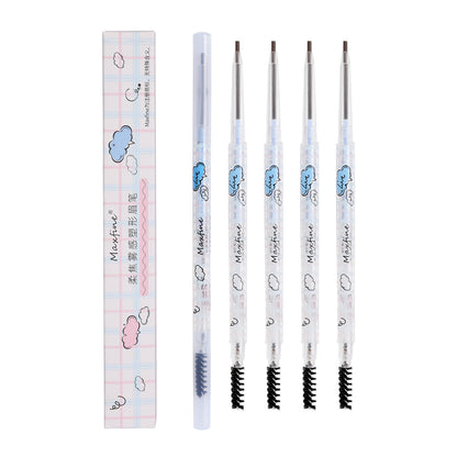 Maxfine soft focus mist shaping eyebrow pencil hard core wild eyebrow double head ultra-fine eyebrow pencil waterproof and sweat-proof makeup female 