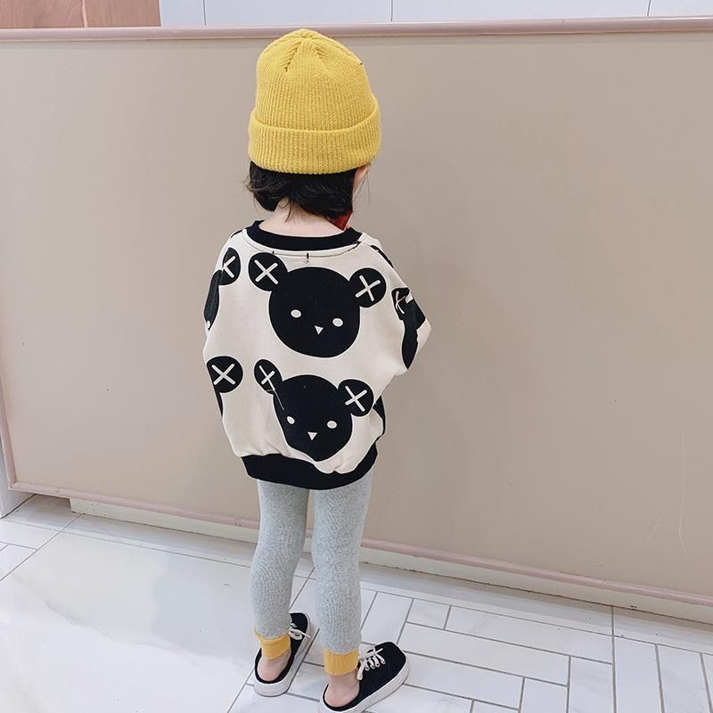 2022 New Bear Sweater Girls Autumn Clothes Autumn Tops Spring and Autumn Style Western Style Baby Long Sleeve Korean Version Children