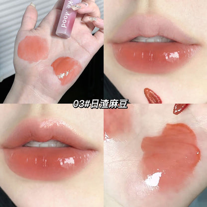 Kekemood mirror lip glaze does not fade and does not stick to the cup for a long time. Water light glass lip grapefruit nude pink lipstick lip gloss 