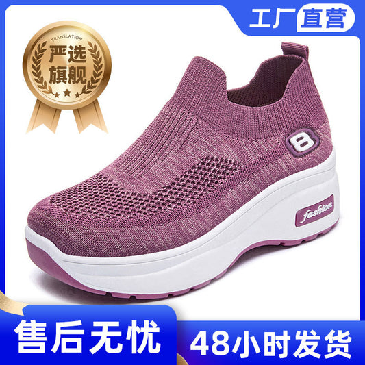 鞋子女2023春季新款外贸女鞋批发内增高shoes透气厚底运动鞋女