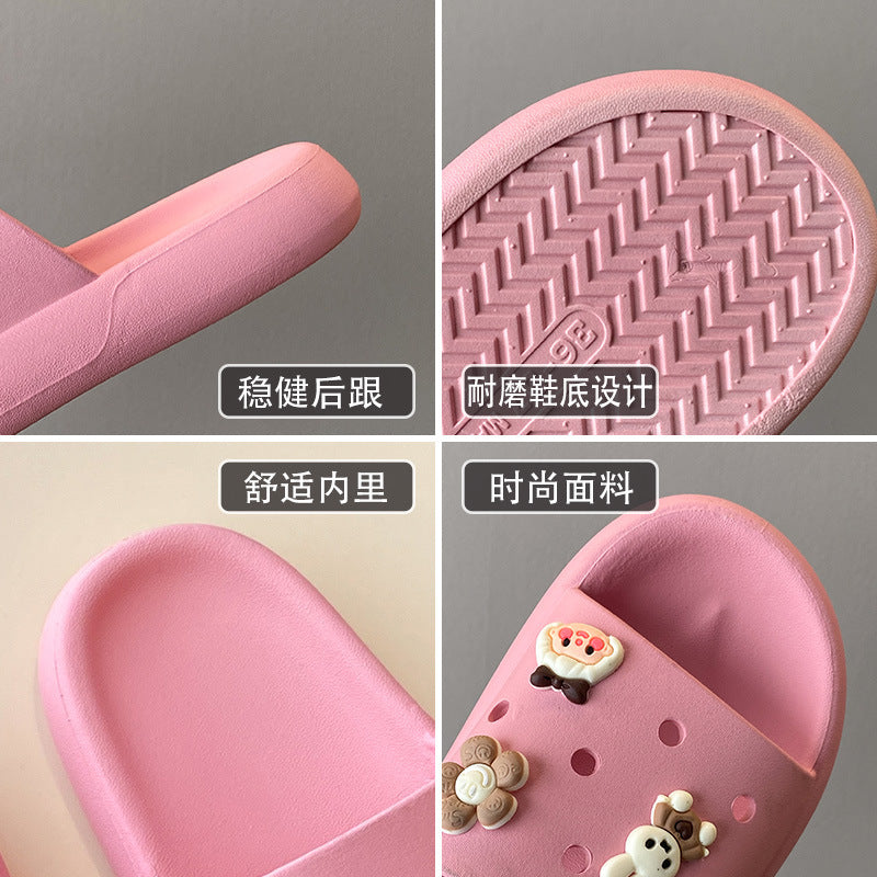 2023 Cute Hole Slippers Women Summer Fashion Outerwear Non-slip Thick-soled Indoor Home Bathroom Soft-soled Sandals and Slippers