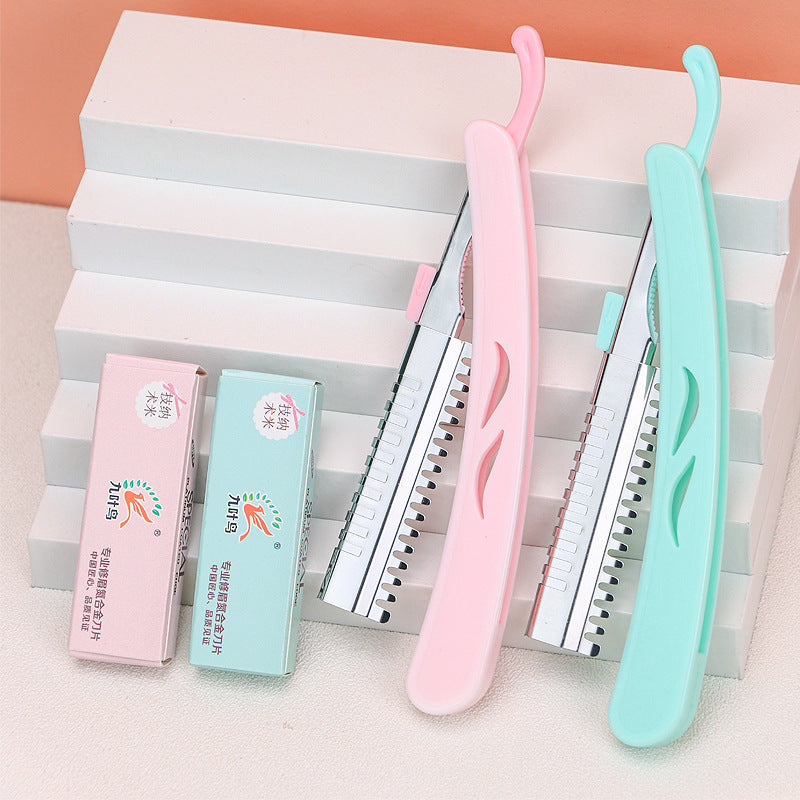 Eyebrow shaving knife holder beauty tool eyebrow shaving women's anti-scratch beginner's safety replaceable blade set wholesale