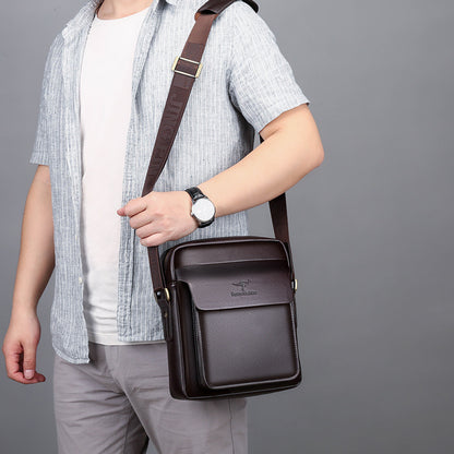 Manufacturers wholesale kangaroo PU men's shoulder bag men's messenger bag briefcase business casual men's backpack horizontal section 