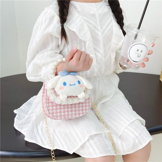 Cute Princess Crossbody Bag Fashion Pearl Handbag Girls Chain Shoulder Bag ကာတွန်း ကလေးအိတ် လက်ကား 