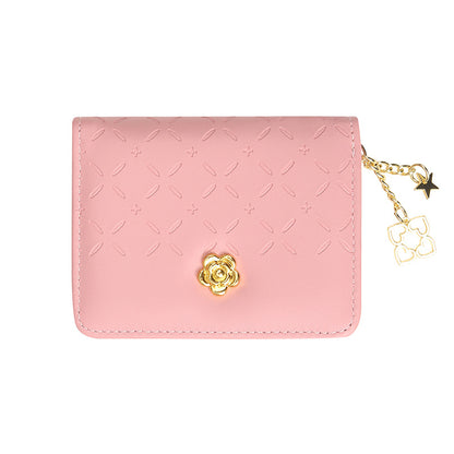 2023 new Korean version design mini ladies small wallet embossed with hardware PU leather cross-border wholesale factory direct sales 