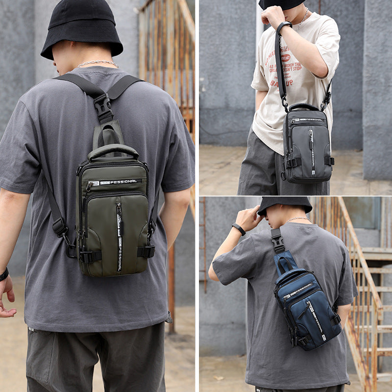 Cross-border exclusive for new men's multi-function chest bag fashion casual shoulder Messenger bag waterproof space cloth small backpack 