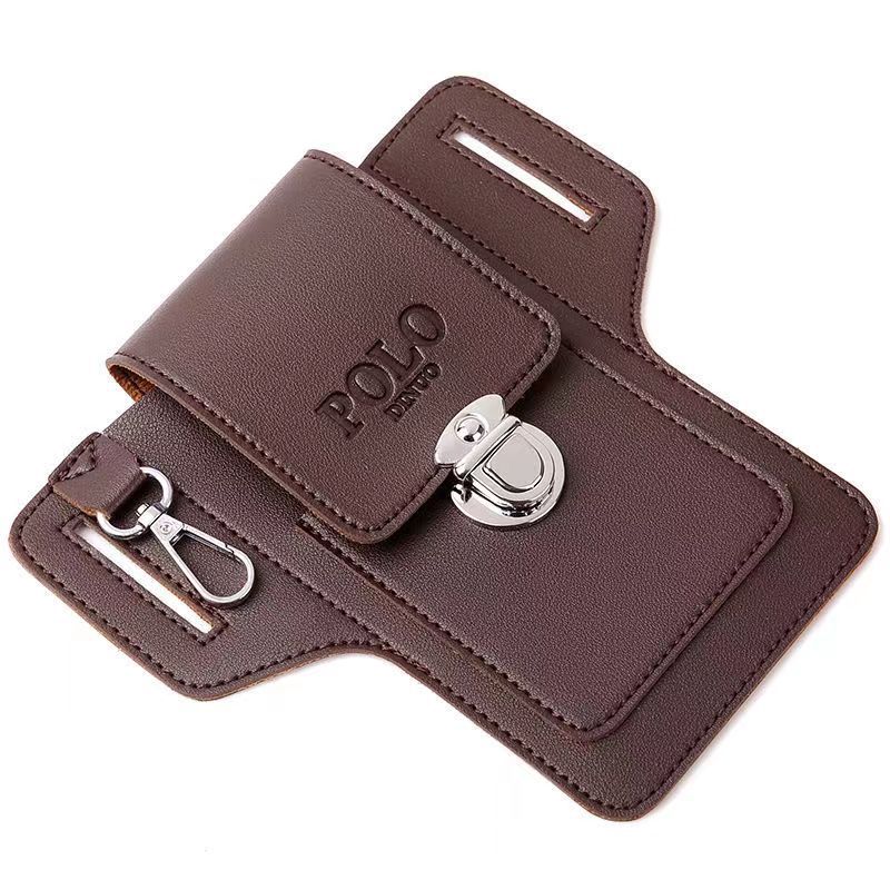 New vertical mobile phone pocket men's construction site work mobile phone leather case can put cigarette case hanging key wear belt special 