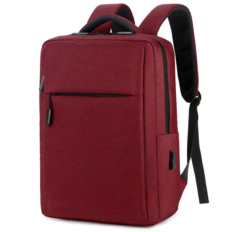 Manufacturer wholesale backpack solid color simple usb charging business computer bag middle school student school bag water-repellent backpack 