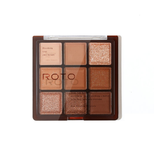 Roto Earthy Color Eyeshadow Palette New Powder Fine Chocolate Eyeshadow Palette ကြာရှည်ခံ Matte Pearlescent ကိုးရောင် Eyeshadow 