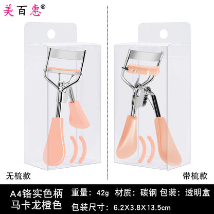 A4 comb integrated carbon steel eyelash curler boxed color clip auxiliary beauty tool Yangjiang manufacturer 