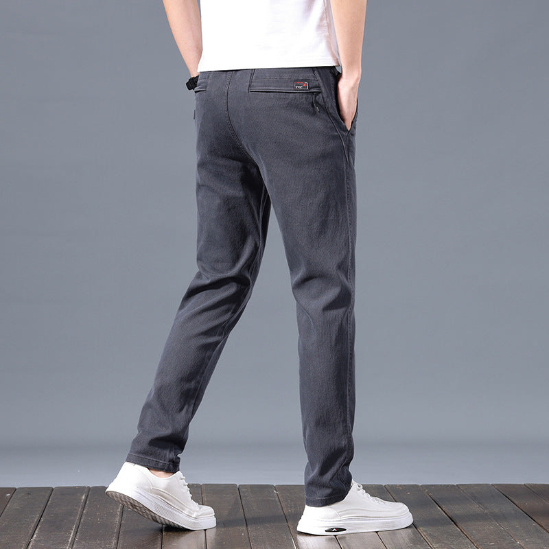 2023 Spring and Autumn New Casual Pants Men's Straight Slim Elastic Elastic Waist Overalls Youth Men's Trousers Wholesale 