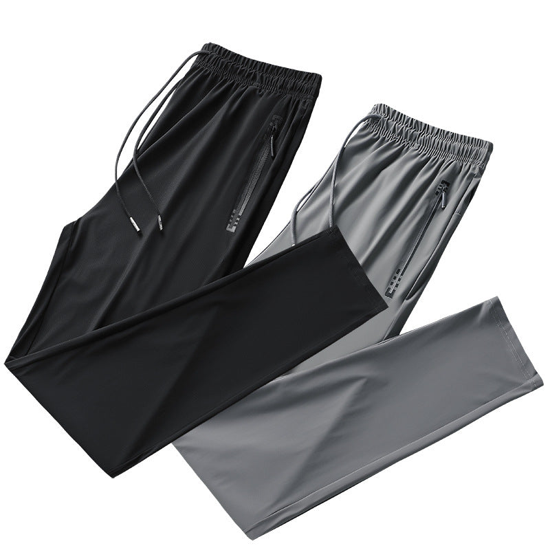 High-end quality business men's pants men's sports pants casual pants slim ice silk pants breathable elastic comfortable trousers 