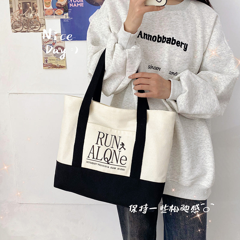 Korean style canvas tote bag best sale