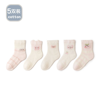 Children's socks summer baby summer mesh socks summer baby socks cartoon middle tube thin socks cotton socks boys 