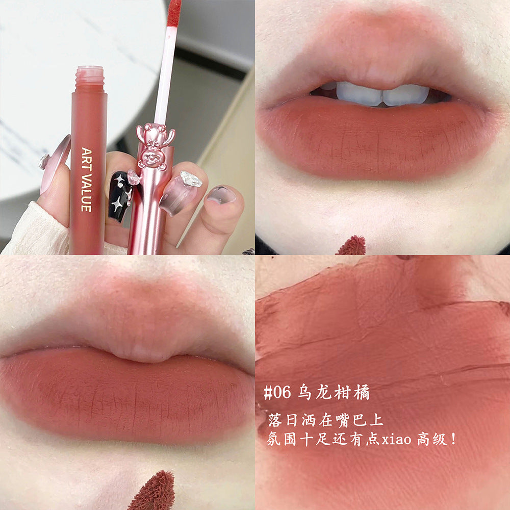 Art Value Bear Club Matte Lip Mud Velvet ကျောင်းသားများအတွက် ရောင်စုံဘက်စုံသုံး Lip Glaze ကို တတ်နိုင်၍ နယ်စပ်ဖြတ်ကျော် လက်ကား၊ 