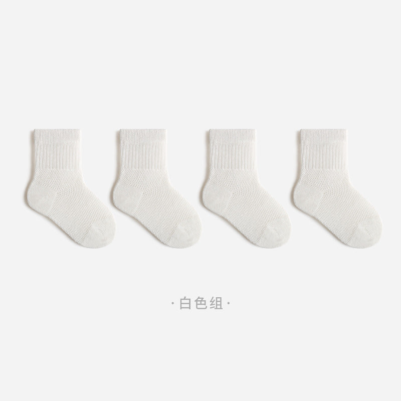 Summer mesh thin newborn baby socks boneless loose baby socks pure cotton a type boys and girls middle tube 