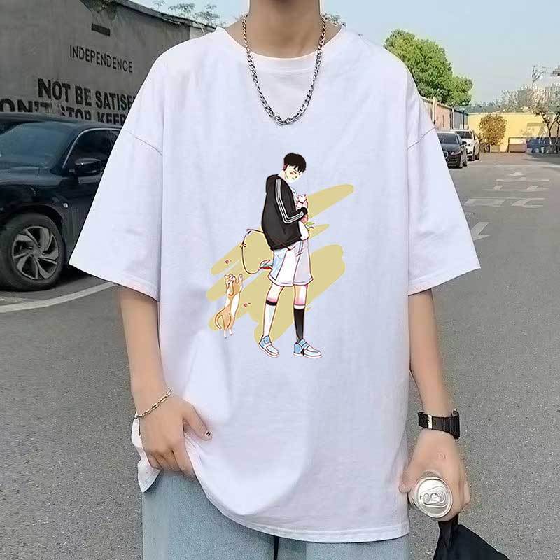 Loose t-shirt new retro men's American top men's 240g heavy summer round neck short-sleeved t-shirt trendy brand t-shirt 