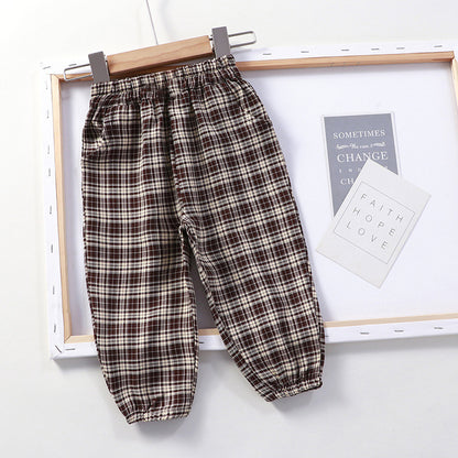 ကလေးဘောင်းဘီ ကလေး Plaid Pants ခြင်နှိမ်နင်းရေး ဘောင်းဘီ ဖက်ရှင်ကျကျ ပေါ့ပေါ့ပါးပါး ဘောင်းဘီ Single Pants Spring and Autumn Girls Baby Trendy Wholesale Dropshipping 