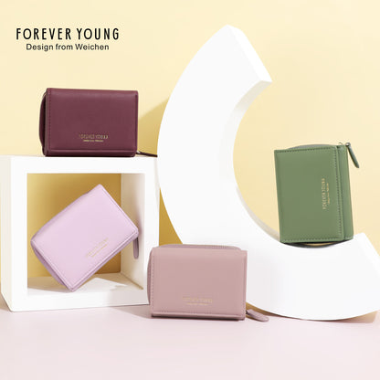 Forever Young Women's Short Wallet Ticket Holder 30% Off ပေါ့ပါးသော ဘက်စုံသုံး နှစ်မျိုးသုံး ကတ်ကိုင်ဆောင်သူ အမျိုးသမီးများ အကြွေစေ့အိတ် 