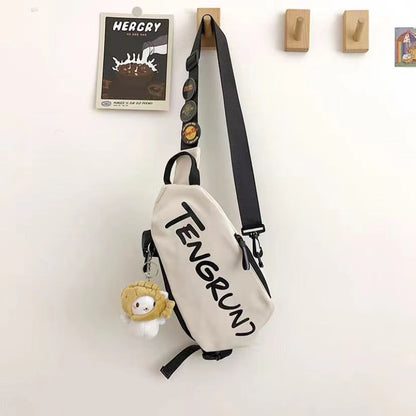 Tide brand messenger bag men's ins sports pocket casual fashion shoulder bag female student personality small cross bag chest bag 