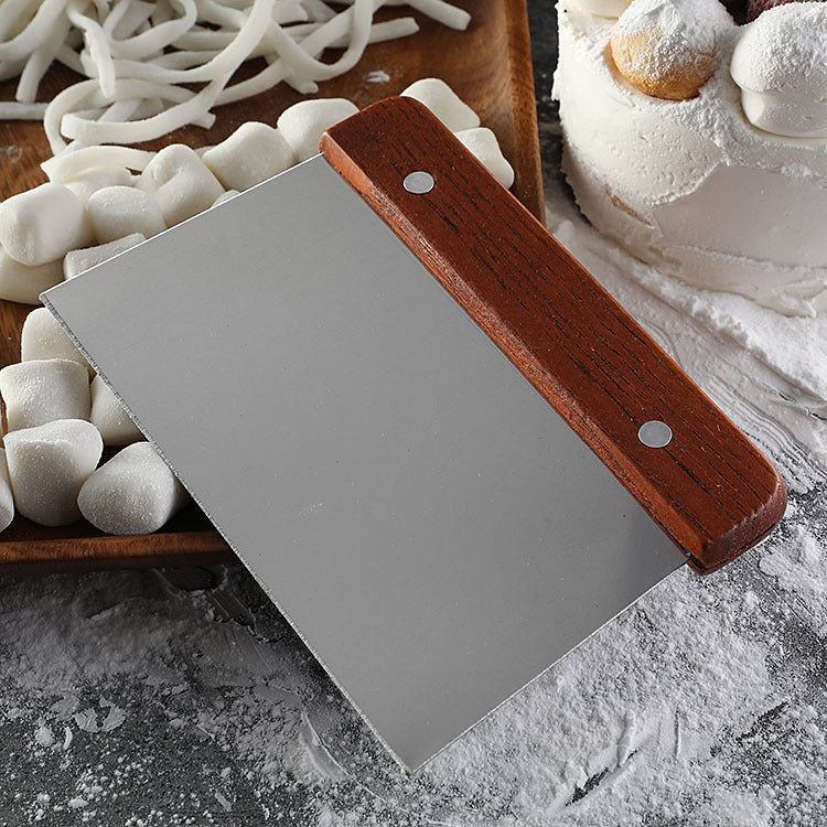 Stainless steel wooden handle noodle knife flour scraper food scraper flour scraper baking tool rice roll cutting board dough cutter