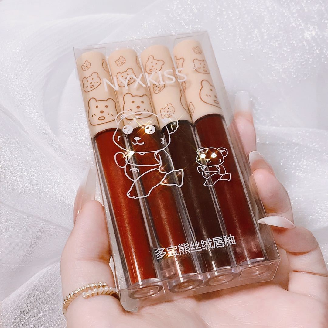 Duobao Bear 01# single pack velvet lip glaze လူကြိုက်များသော matte ပိုးသားကြာရှည်ခံအရောင်တင်မိတ်ကပ် လက်ကား dropshipping 