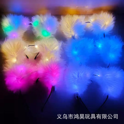 Fox Glowing Cat Ears Headband အသစ် ကိုရီးယား Plush ချစ်စရာ အင်တာနက် နာမည်ကြီး ခေါင်းစွပ် တိုက်ရိုက် ဓာတ်ပုံနှင့် စွမ်းဆောင်ရည် ဆံပင် ဆက်စပ်ပစ္စည်းများ 