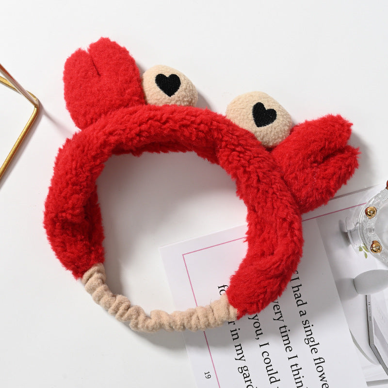 2022 Crab Face Wash Headband for Women Summer Internet Celebrity Mask Special Headband Hair Bundle Cute Plush Hairband Hairpin 