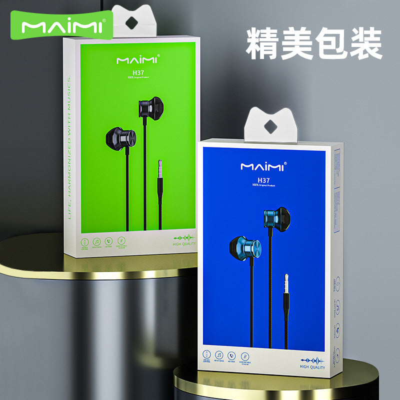 Mai Mi H37 ကြိုးတပ်နားကြပ် semi-in-ear 3.5mm အပေါက်ဝိုင်းခေါင်း အထူးအရည်အသွေးမြင့် မိုဘိုင်းလ်ဖုန်း အားကစားဂိမ်း