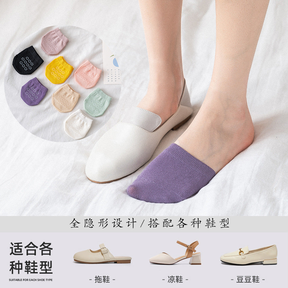 Half palm socks women's forefoot cotton socks shallow mouth summer thin invisible dispensing non-slip non-falling high heels half socks 