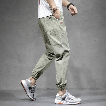 Ice Silk Sports Pants Men's Overalls Loose Large Size Harem Pants Youth Non-ironing Nine-point Casual Pants Wholesale 