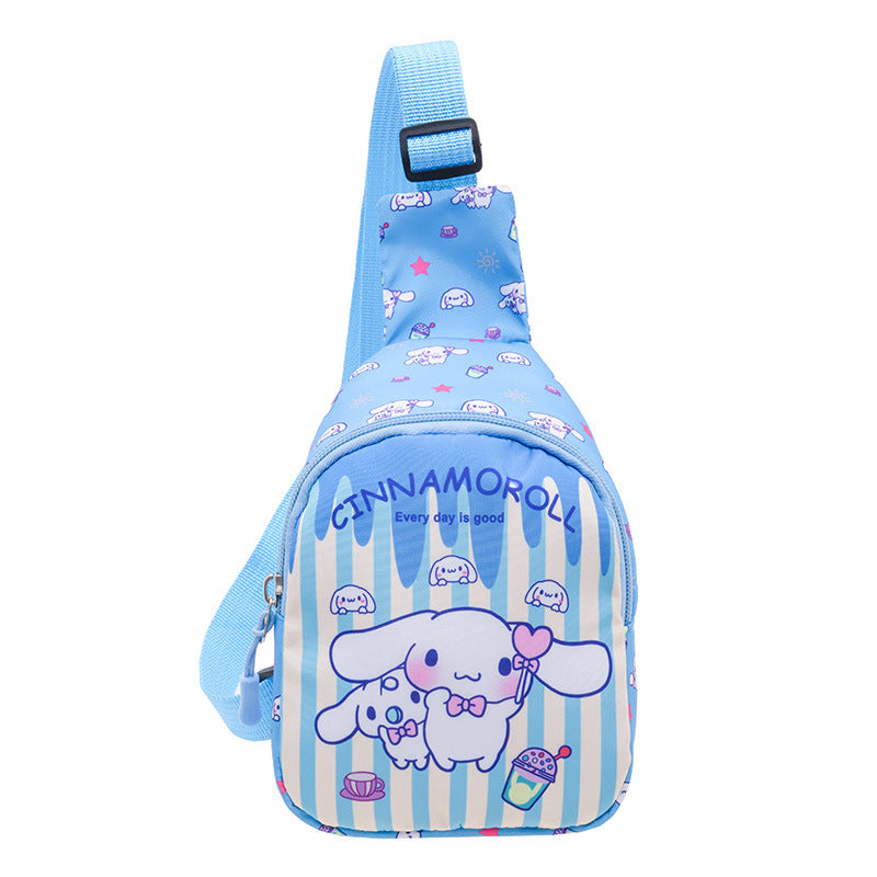 Fashionable children's chest bag, Korean version for going out, casual crossbody bag, cartoon printed shoulder bag, women's trendy and versatile children's bag 