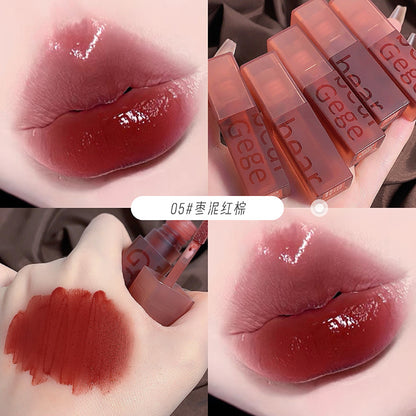 Gege bear Gege bear velvet lip glaze ကတ္တီပါနူးညံ့သော matte matte ကြာရှည်ခံပြီး ဆောင်းဦးနှင့် ဆောင်းရာသီ နှုတ်ခမ်းနီကို အရောင်မှိန်ရန်မလွယ်ကူပါ။ 