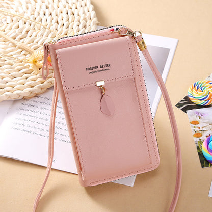 2022 New Mobile Phone Bag Korean Style Fashion Large Capacity Double Wall Wallet Multi-Function Ladies Messenger Bag 