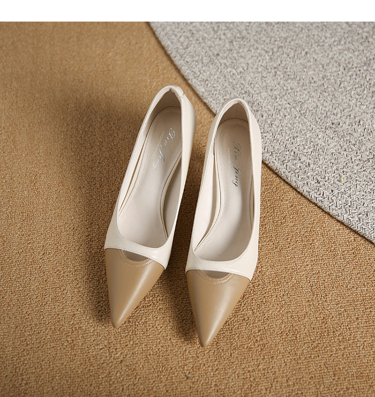 3351-2 Pointed-toe high-heeled shoes color matching shallow mouth stiletto fashion single shoes temperament all-match banquet women's shoes 