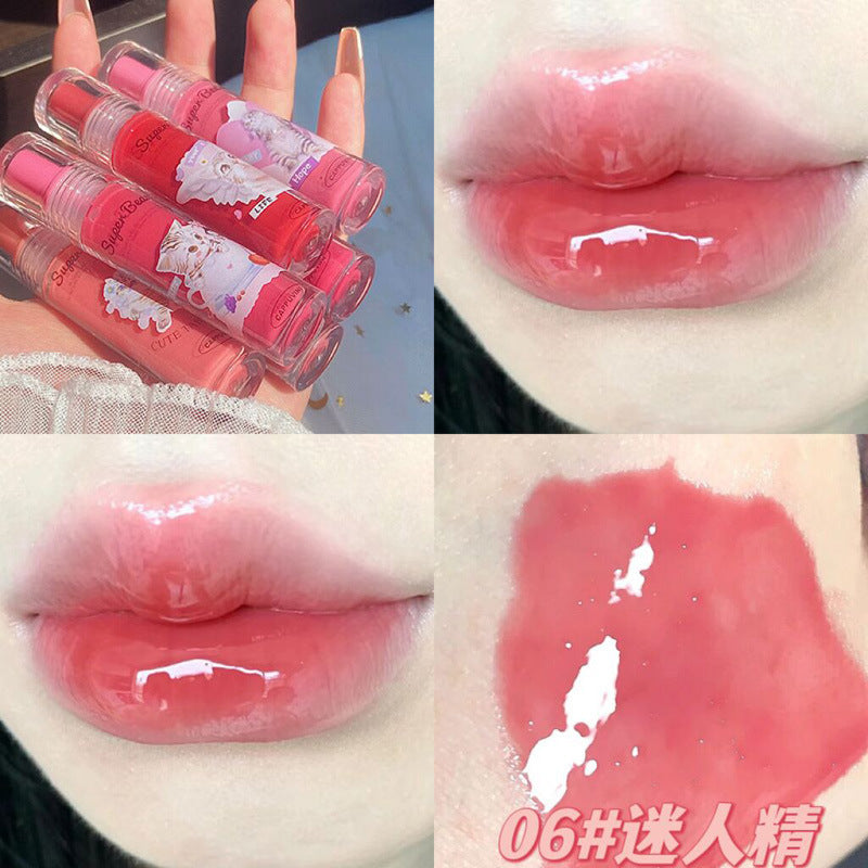 Cappuvini Cat Clear Lip Gloss Moisturizing Watery Mirror Jelly Lip Glaze Whitening Lip Gloss 