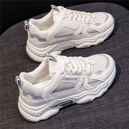 2023 spring and autumn new style small white shoes women's all-match mesh daddy shoes women's casual breathable thin sports shoes girls 