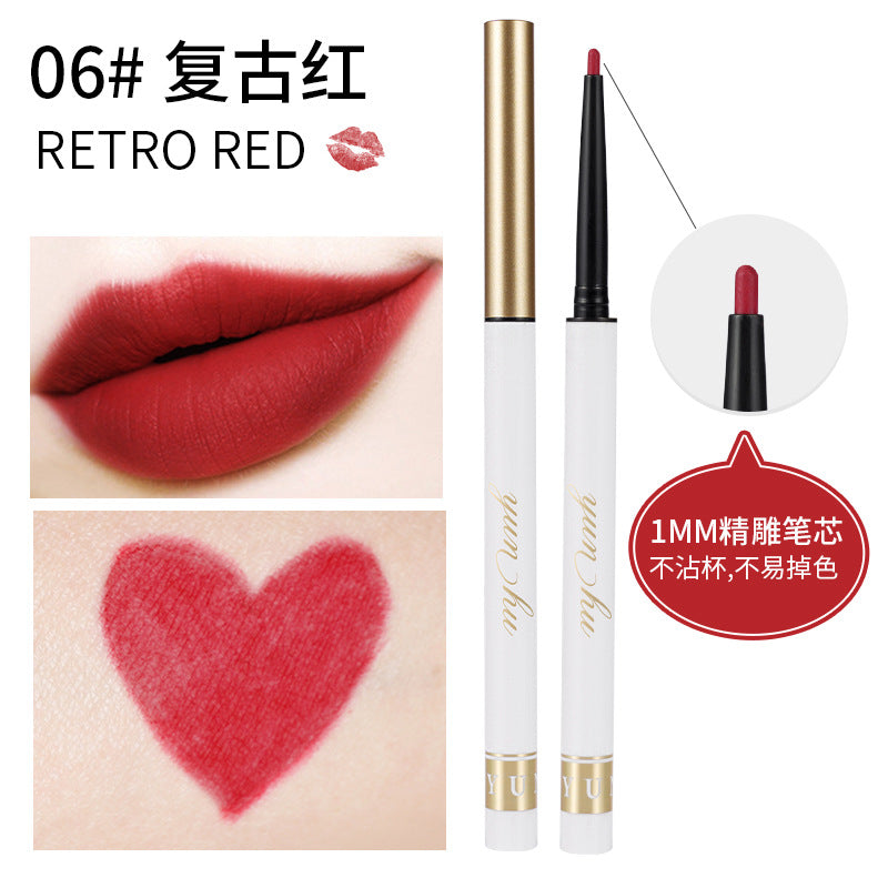 Factory direct selling automatic rotating lip liner waterproof nude makeup moisturizing long-lasting non-fading lipstick lipstick pen 