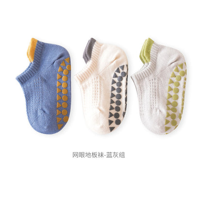 Spring and summer thin baby socks mesh baby socks A type boneless loose mouth non-slip floor socks short tube boat socks 