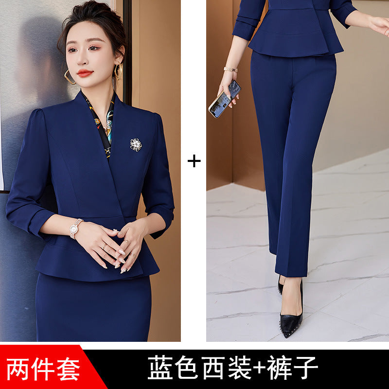 Professional suit female skirt suit white suit jacket suit fashion 4S business formal dress female beautician overalls 